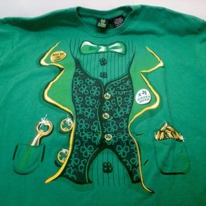 St. Patricks Day Men's Size XL Leprechaun Top Coat St. Paddys Lucky Tee Shirt
